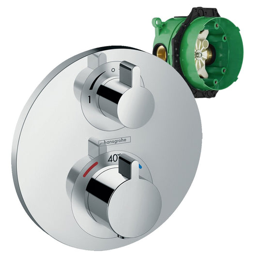 Hansgrohe Ecostat S Thermostatic Shower Mixer with Two Functions, Chrome and iBox Included