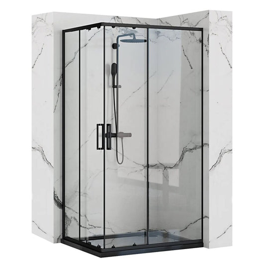 Rea Punto Rectangular Shower Cabin with Sliding Doors 80x100 White