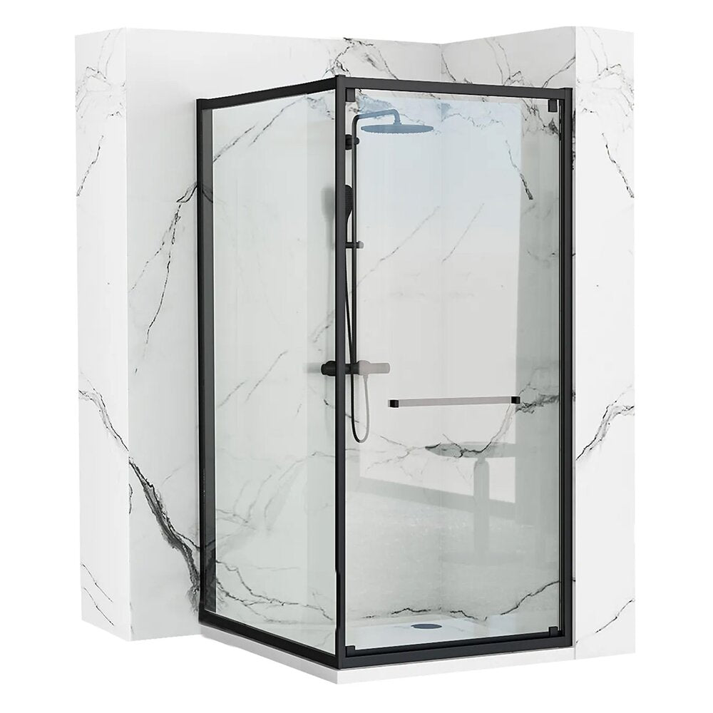 Rea Space In Rectangular Shower Cabin with Black Matte Door 80x100