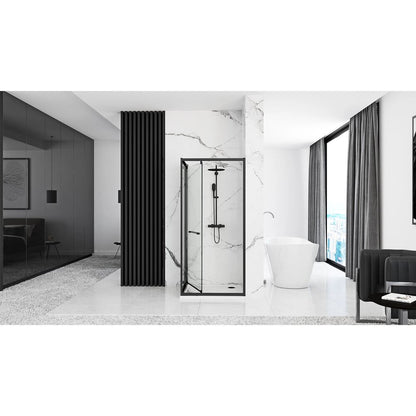 Rea Space In Rectangular Shower Cabin with Black Matte Door 80x100
