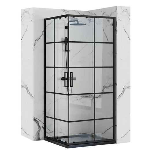 Square Shower Cabin with Shower Tray and Sliding Doors Rea Concept 90x90 White
