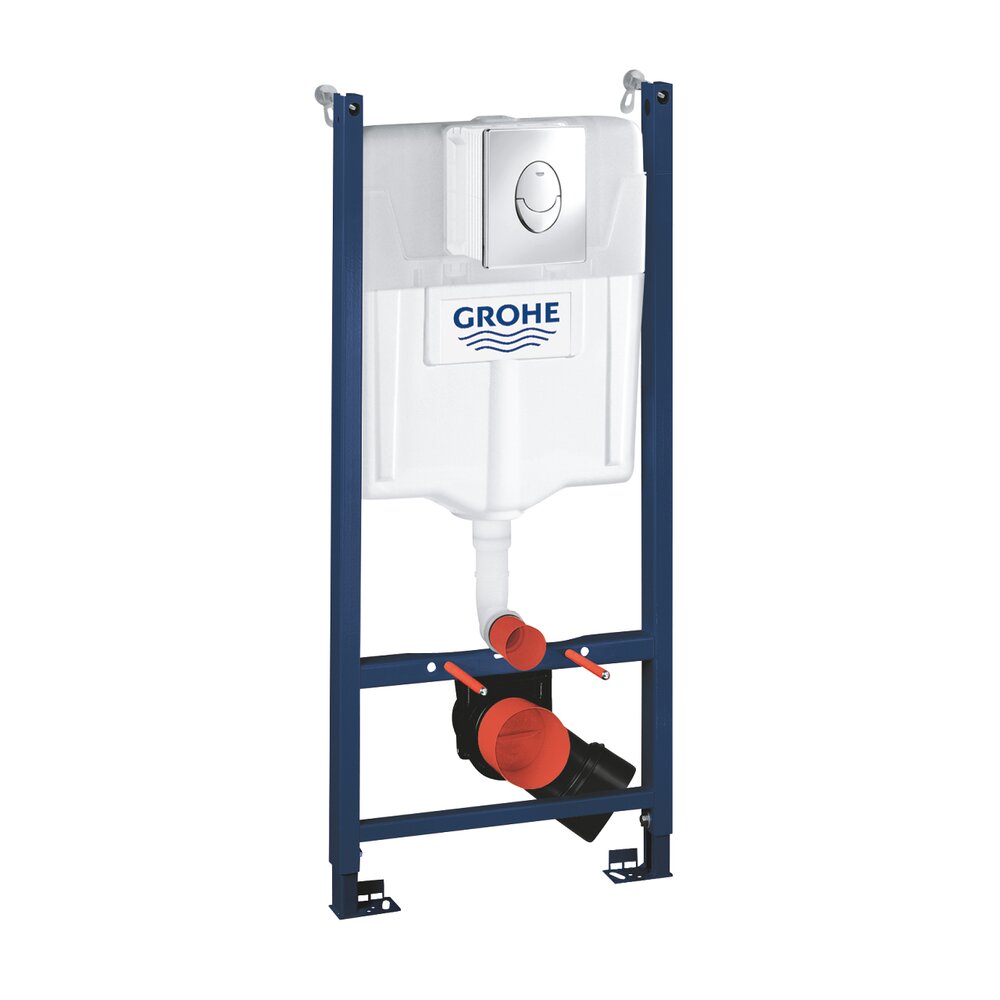 Комплект вградена тоалетна чиния Grohe Rapid SL с хромирана клавиша Skate Air и тоалетна чиния Rune Ivaldi Grande бяла с капак slim softclose