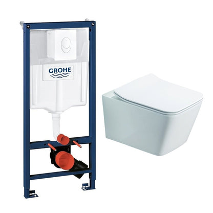 Комплект вградена тоалетна чиния Grohe Rapid SL с бяла клавиша Skate Air и тоалетна чиния Rune Jord бяла с капак softclose