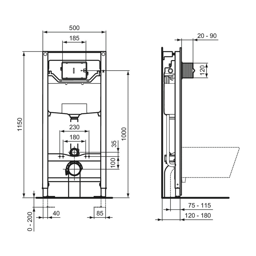 Комплект за WC резервоар с рамка Ideal Standard ProSys и бутона Oleas M2 хром гланц