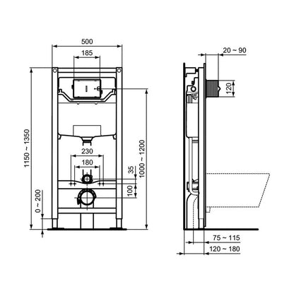 Комплект WC резервоар с рамка Ideal Standard ProSys и клавиш Oleas M3 сребрист Silver Storm