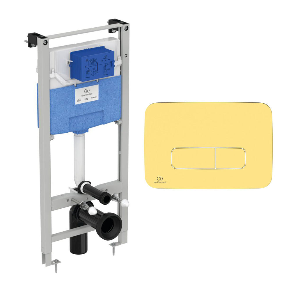 Комплект заде WC с рамка Ideal Standard ProSys и бутон Oleas M3 златно мат