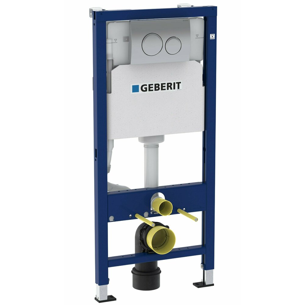 Комплект резервоар за WC с вградена рамка Geberit Duofix с комплект за монтаж и хромирана клавиша Delta20