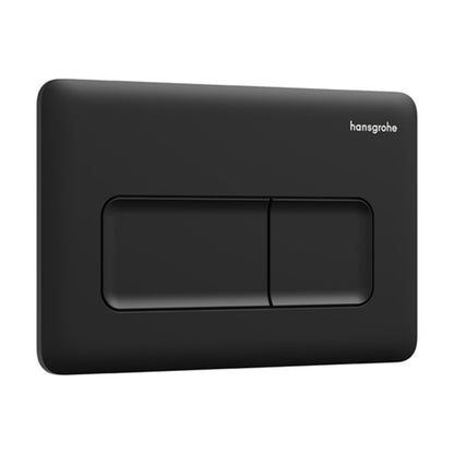 Комплект за тоалетна с вграден резервоар Hansgrohe iFrame 112 cm и бутон за управление iFrame Original Q матово черен плюс тоалетна чиния Rune Ivaldi Grande с капак softclose