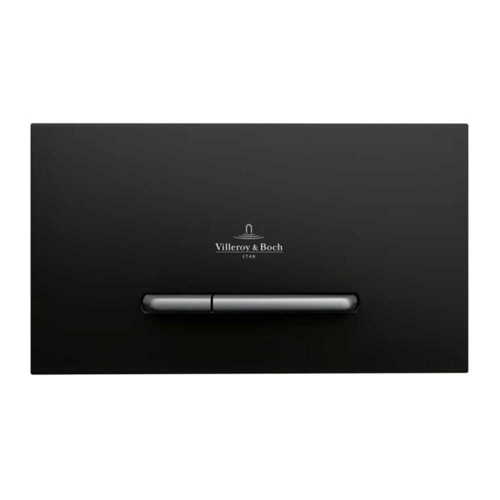 Комплект за вграждане на тоалетна Villeroy&Boch ViConnect с бутон ViConnect 300S мат черен и тоалетна чиния Rune Ivaldi с капак softclose
