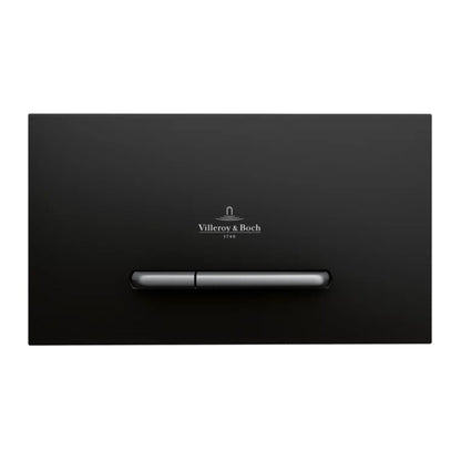 Комплект за вграждане на тоалетна Villeroy&Boch ViConnect с бутон ViConnect 300S мат черен и тоалетна чиния Rune Ivaldi с капак softclose
