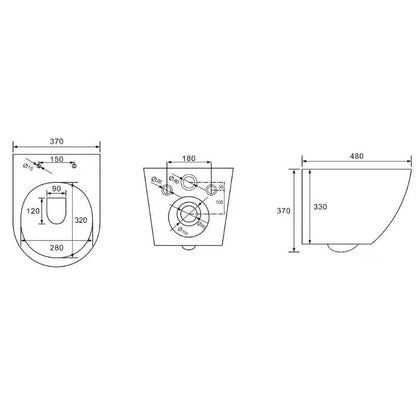 Комплект за вграждане на тоалетна Villeroy&Boch ViConnect с бутон ViConnect 300S мат черен и тоалетна чиния Rune Ivaldi с капак softclose