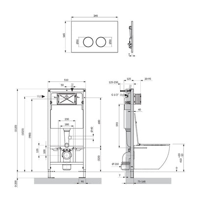 Комплект за тоалетна с резервоар Omnires StrongFrame и златна лъскава капачка Minimal