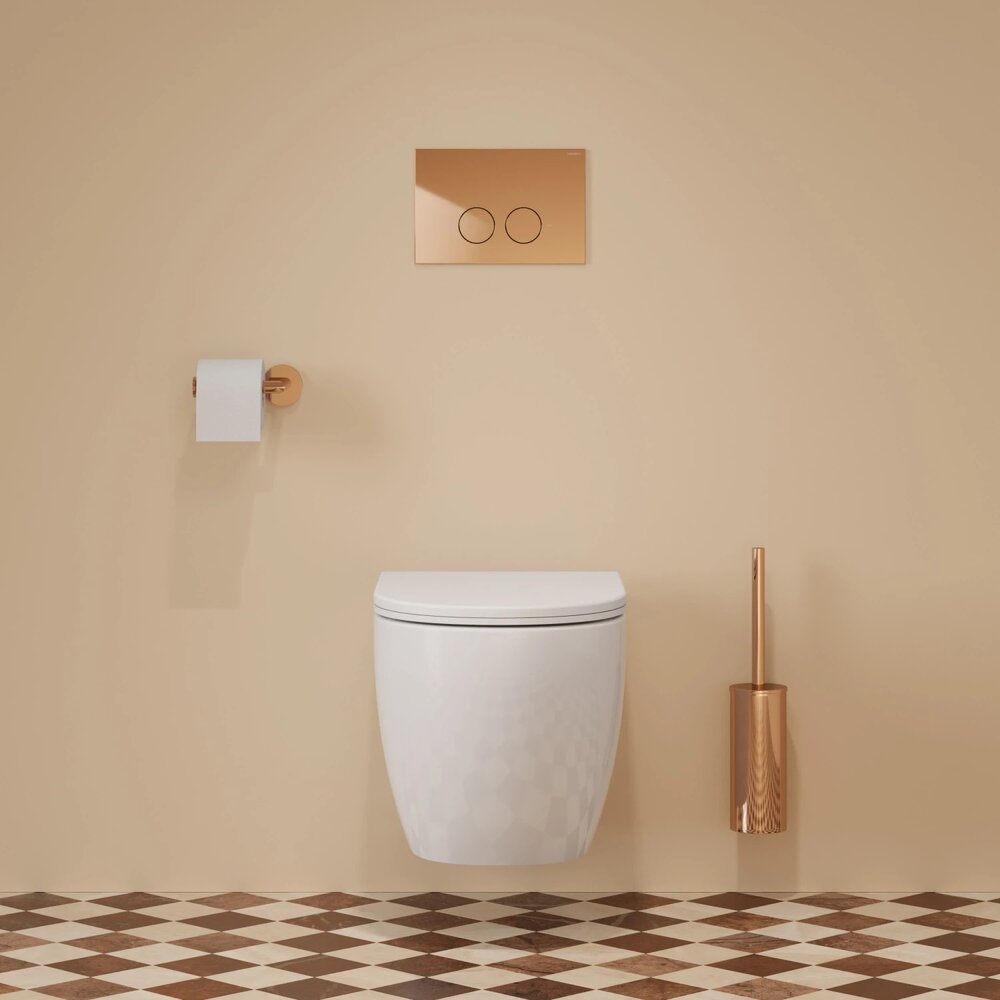 Комплект резервоар за WC с рамка Omnires StrongFrame и капак Minimal в лъскав мед