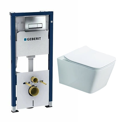 Комплект вграден резервоар за тоалетна с монтажен комплект Geberit Duofix Up100 и тоалетна чиния Rune Jord бяла с капак slim softclose