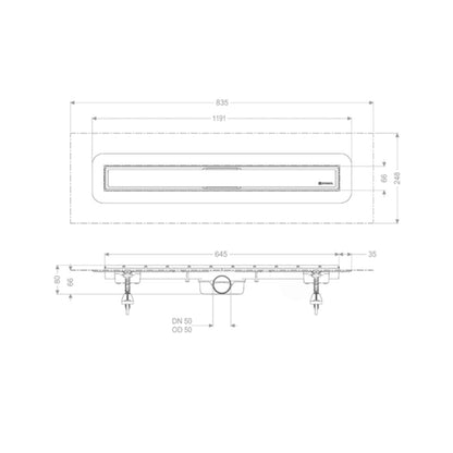 Сет ригола за душ Kessel Linearis Compact с капак от инокс 65 cm