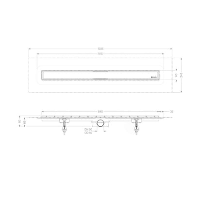 Сет ригола за душ Kessel Linearis Compact с капак от инокс 85 cm