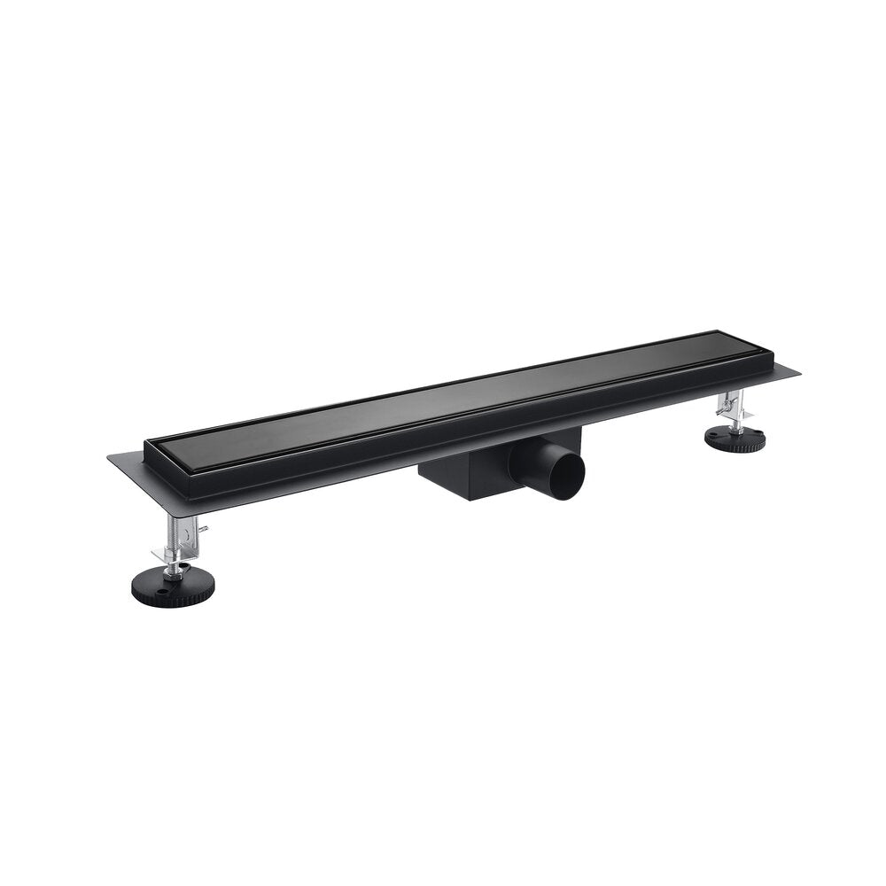 Shower Drain Set with Cover Matte Black Rune Alvis 70 cm