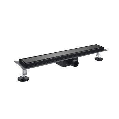 Shower Drain Set with Cover Matte Black Rune Alvis 70 cm