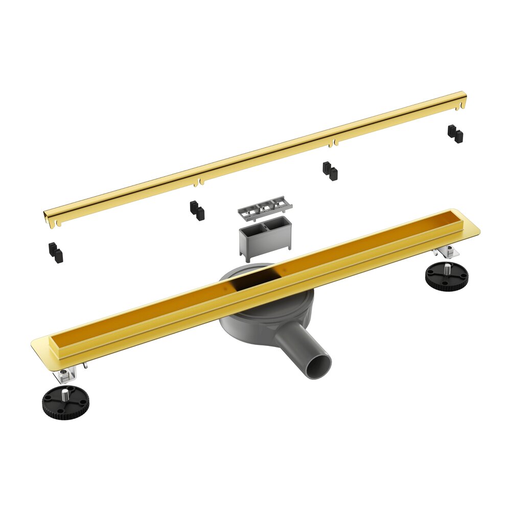 Сет ригола душ плюс капак Balneo Slim & Low ProLine завършващ с лъскаво злато 80 cm