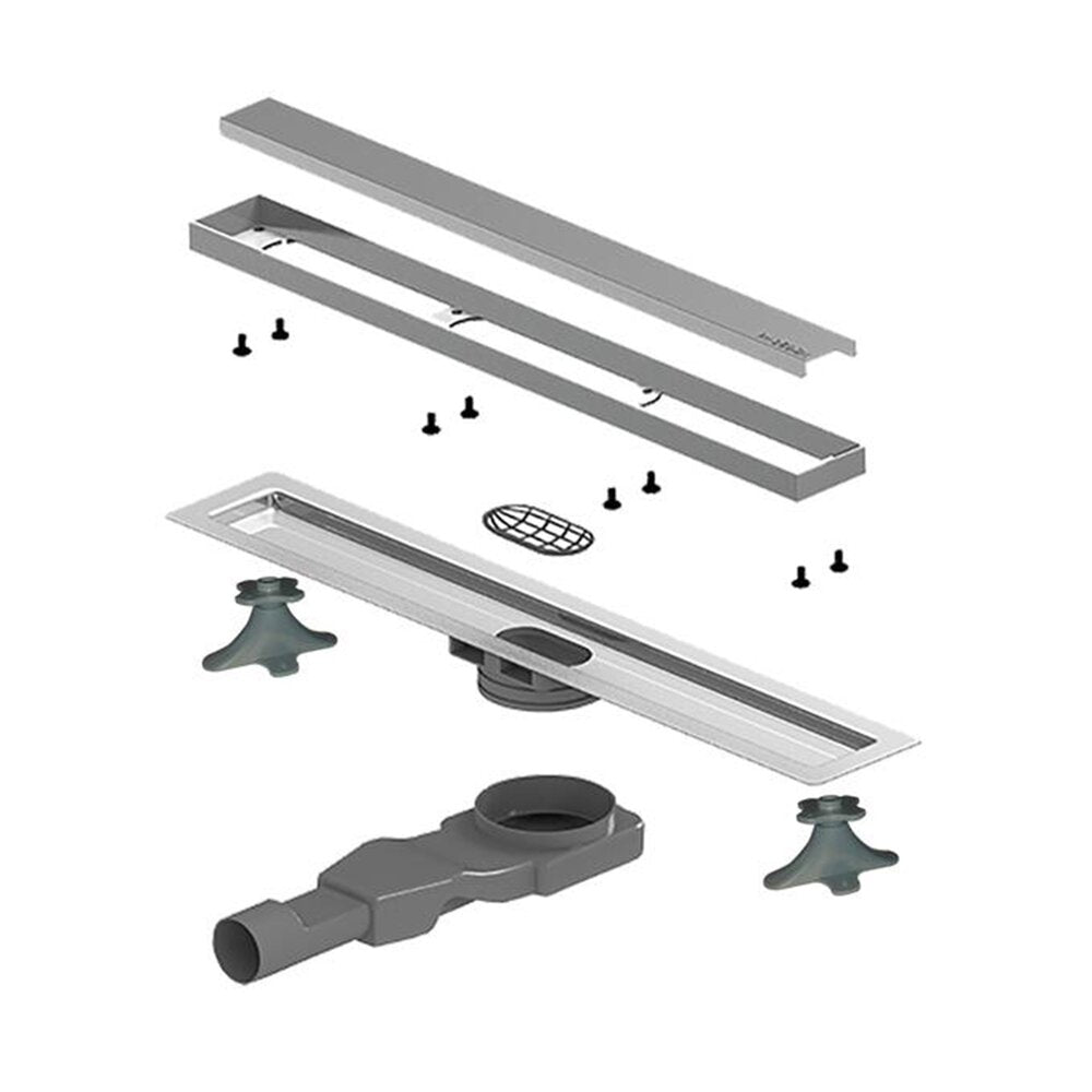 Сет ригола за душ с капак Wirquin Flat Linear инокс 40 cm