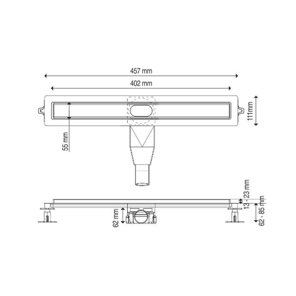 Сет ригола за душ с капак Wirquin Flat Linear инокс 40 cm