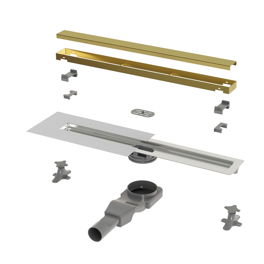 Сет ригола за душ с капак Wirquin Linear златисто матово 60 cm