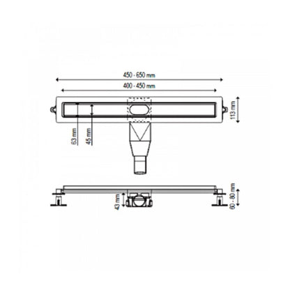 Сет ригола за душ с капак Wirquin Linear златисто матово 60 cm