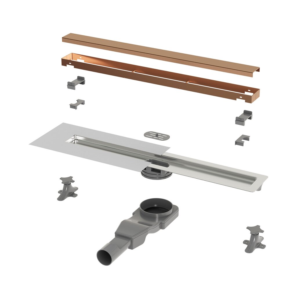 Сет ригола за душ с капак Wirquin Linear бронзово покритие 60 cm