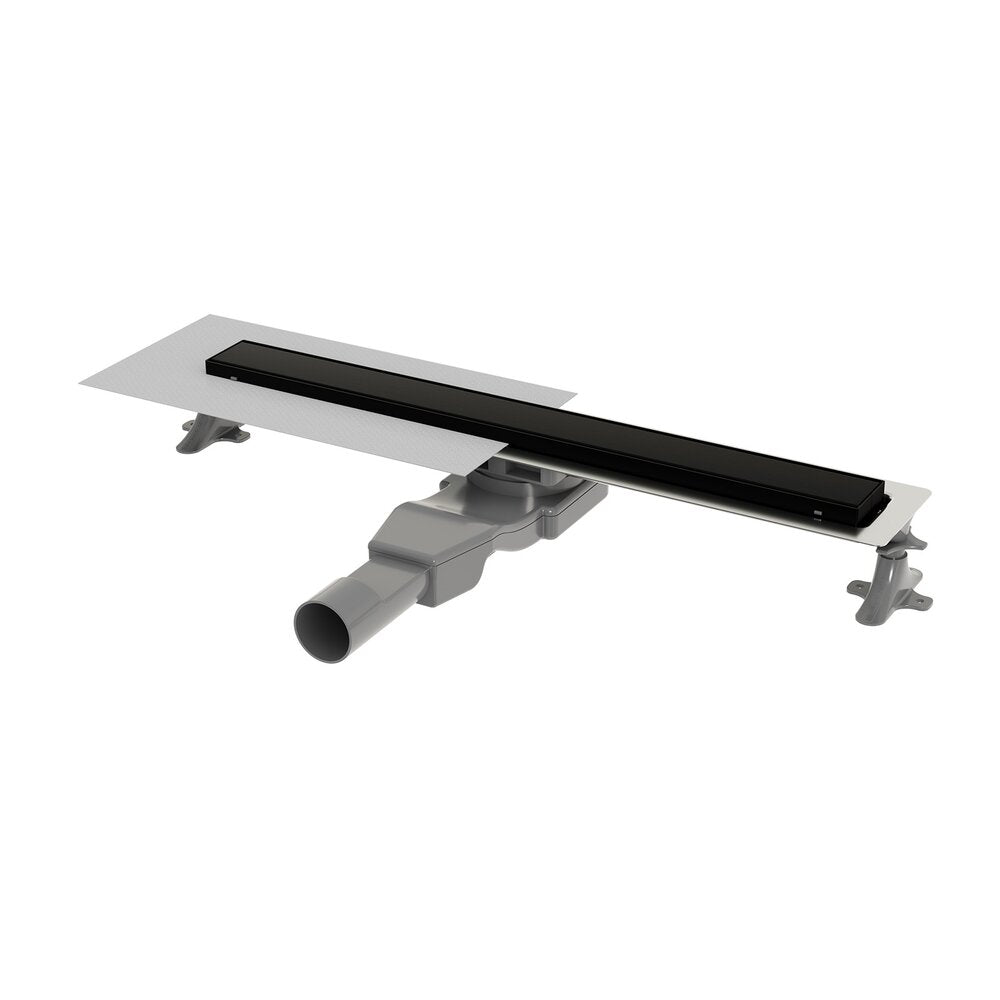 Сет ригола за душ с капак Wirquin Linear матово черно 60 cm