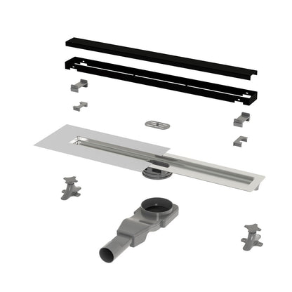 Сет ригола за душ с капак Wirquin Linear матово черно 60 cm