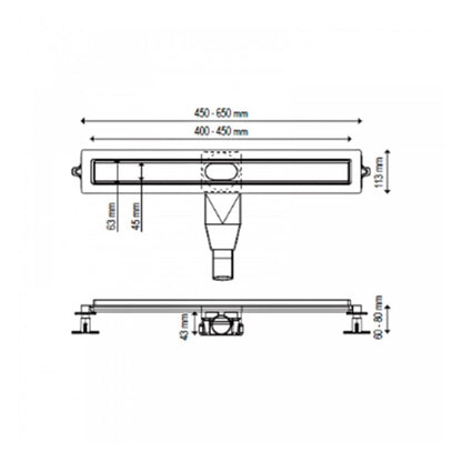 Сет ригола за душ с капак Wirquin Linear матово черно 60 cm