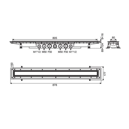 Сет ригола за душ с капак Wirquin Venisio Expert инокс 80 cm
