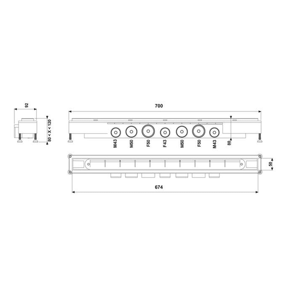 Сет ригола за душ с капак Wirquin Venisio Mikado инокс 70 cm