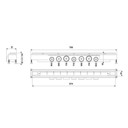 Сет ригола за душ с капак Wirquin Venisio Mikado инокс 70 cm