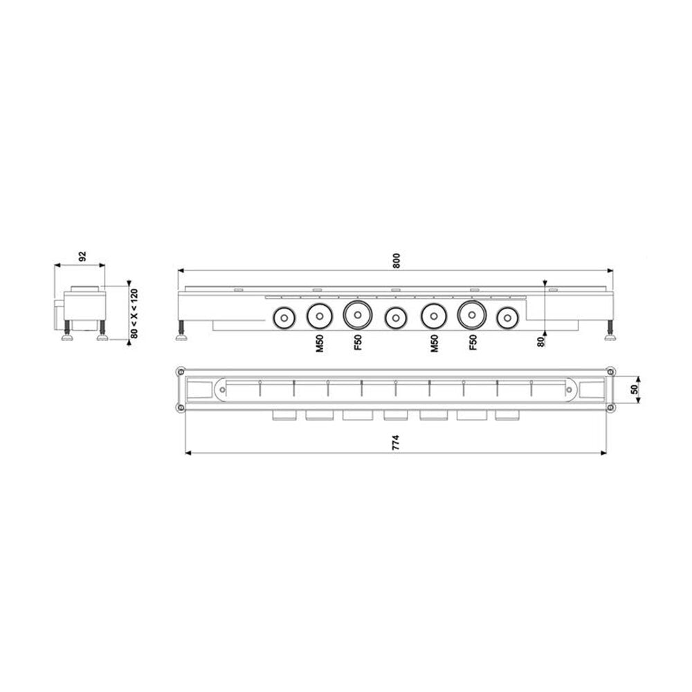 Сет ригола за душ с капак Wirquin Venisio Mikado инокс 80 cm
