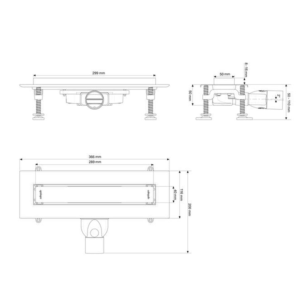 Сет ригола душ плюс капак Wirquin Venisio Slim финиш инокс 30 cm