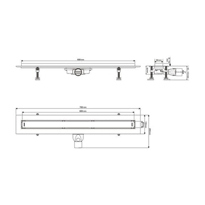 Сет ригола за душ с капак Wirquin Venisio Slim инокс 70 cm