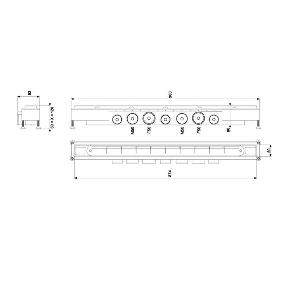 Сет ригола за душ с капак Wirquin Venisio Soda inox 90 cm