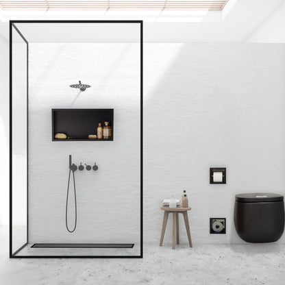 Duplex Next Black Linear Shower Drain Set with Cover 120 cm