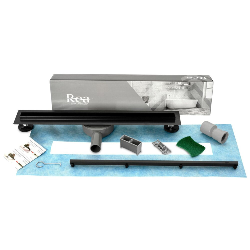 Rea Neo Slim Pro Shower Drain Set with Cover 60 cm Black