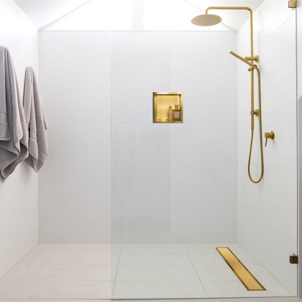 Duplex Next Gold Linear Shower Drain Set with Cover 80 cm
