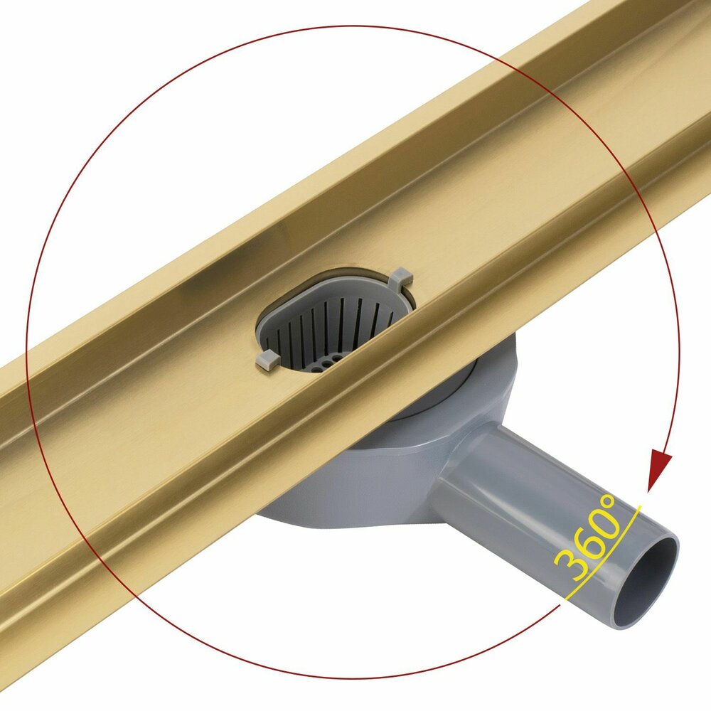 Shower channel set with brushed gold cover Rea Neox Pro 60 cm