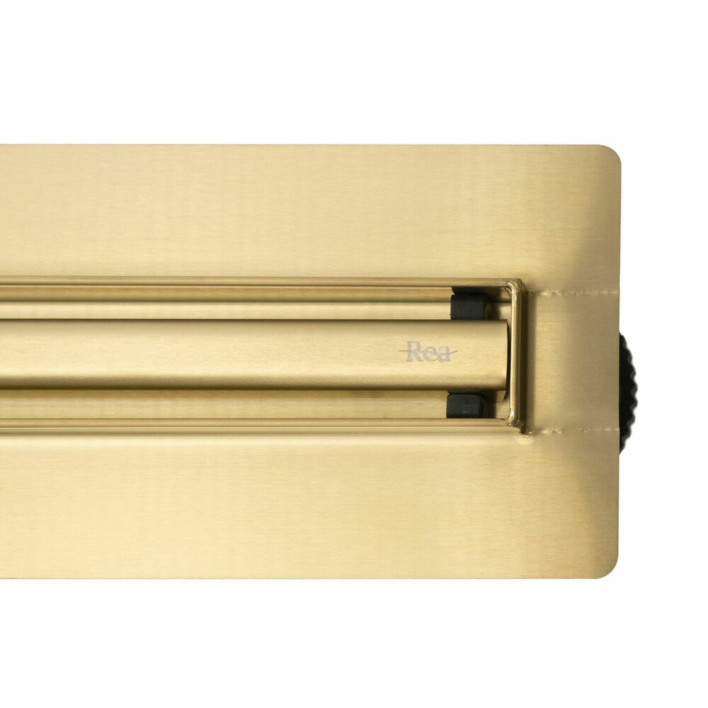 Shower channel set with brushed gold cover Rea Neox Slim Pro 90 cm
