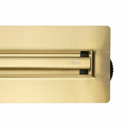 Shower channel set with brushed gold cover Rea Neox Slim Pro 90 cm