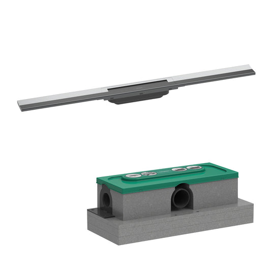 Shower channel set with Hansgrohe RainDrain Flex adjustable glossy chrome cover 80 cm