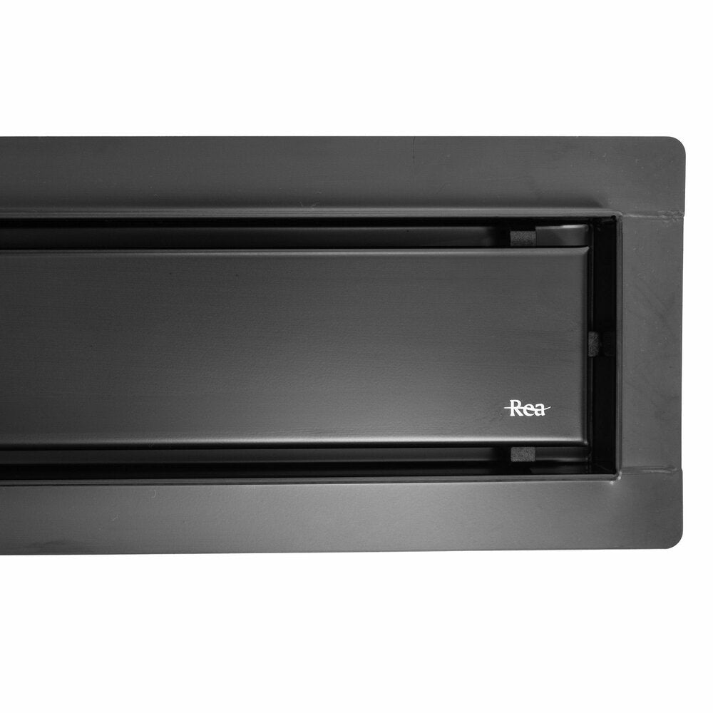 Shower channel set with matte black cover Rea Neo Pure 80 cm