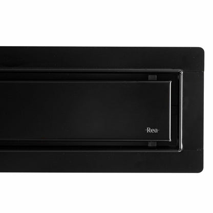 Shower channel set with black cover Rea Neox Superflow 80 cm