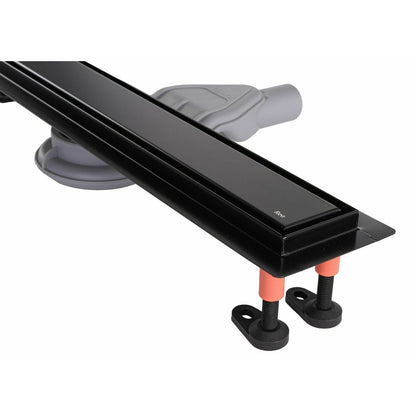 Shower channel set with black cover Rea Neox Superflow 90 cm