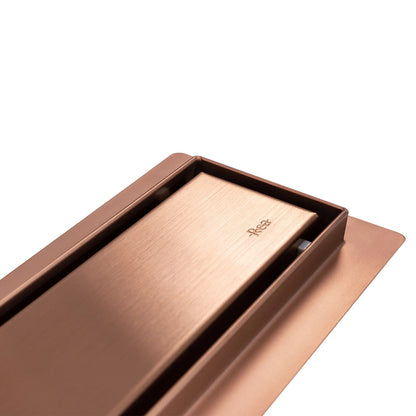 Shower drain set with cover Rea Neo Pure brushed copper finish 60 cm