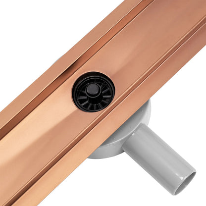 Shower drain set with cover Rea Neo Pure brushed copper finish 70 cm